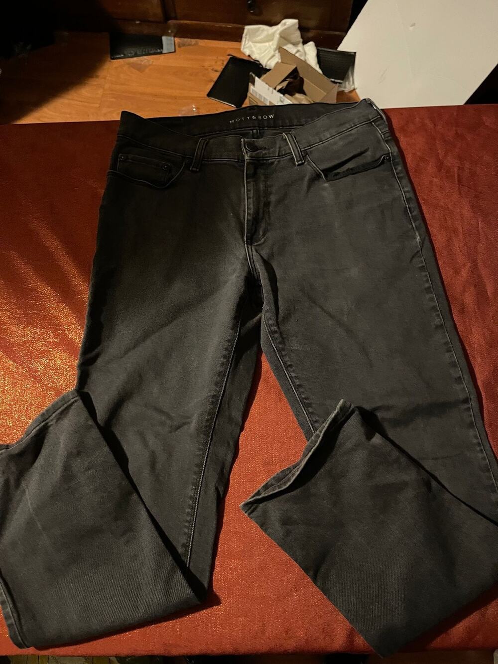 MOTT & BOW Jeans Mens 31x30 Straight Fit Black Distressed Hole Crotch Worn